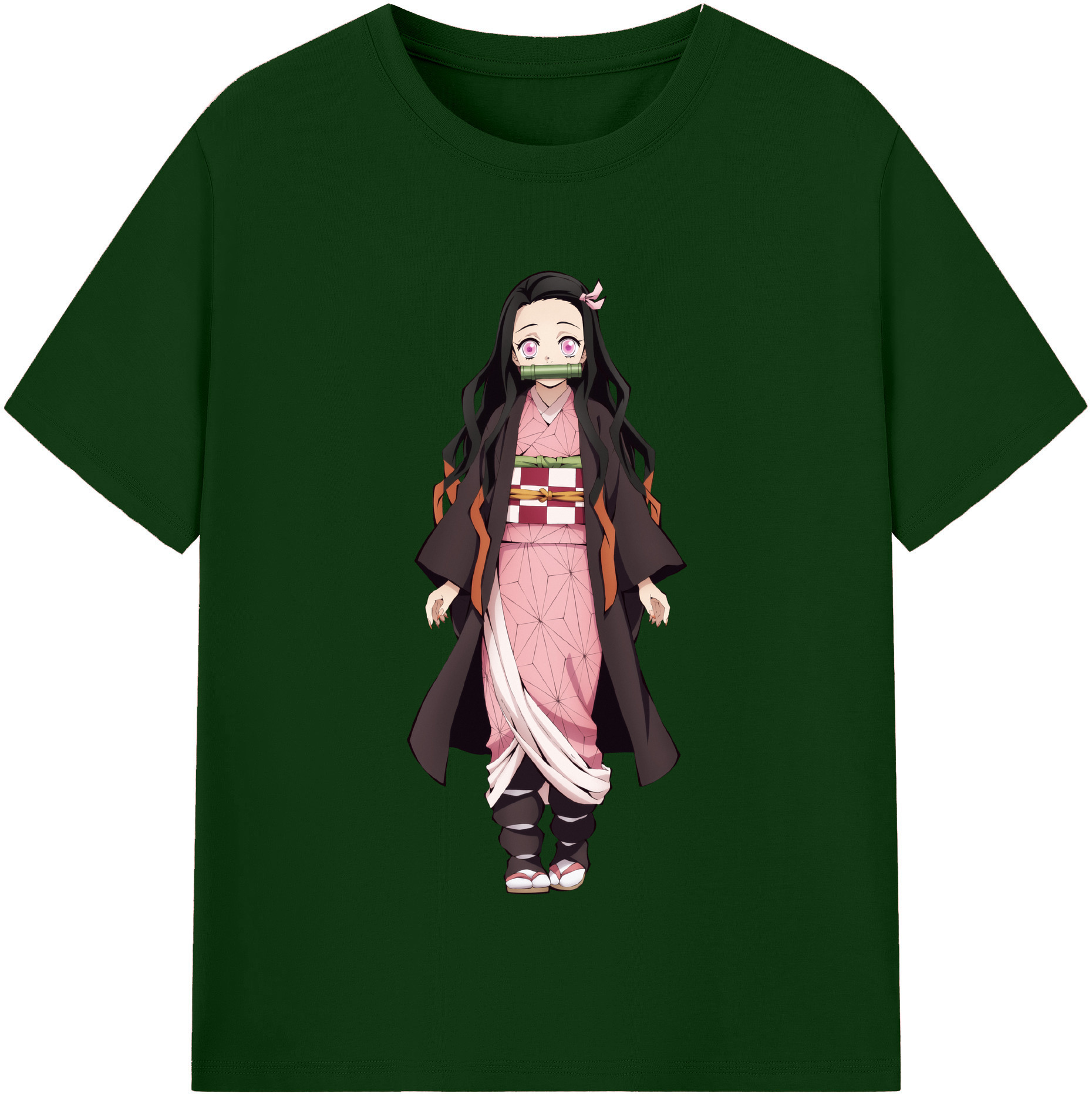 （画像用） 鬼滅の刃（きめつのやいば）竈門 禰󠄀豆子／かまど ねずこ Kamado Nezuko 綿100％半袖Tシャツ（フロントプリント）
